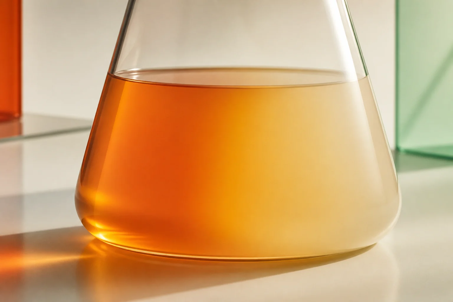 Smooth transition from clear amber to softly clouded beverage